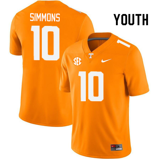 Youth #10 Elijah Simmons Tennessee Volunteers College Football Jerseys Stitched Sale-Orange